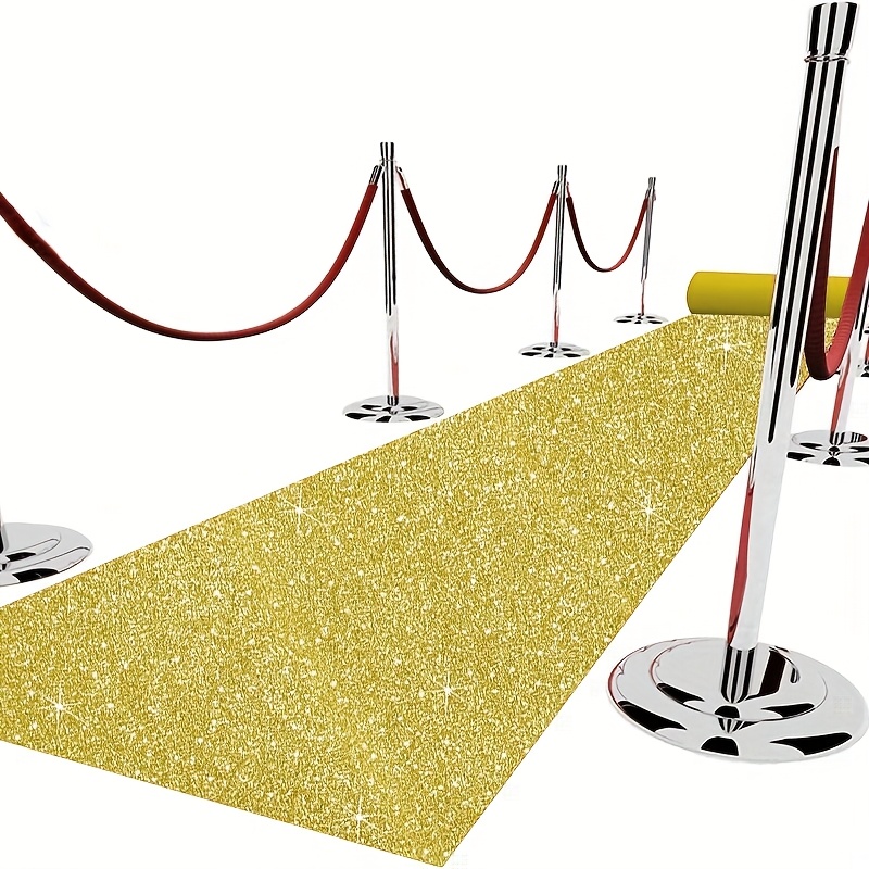 Aisle Runner White - Golden wedding carpet, bridal walkway red