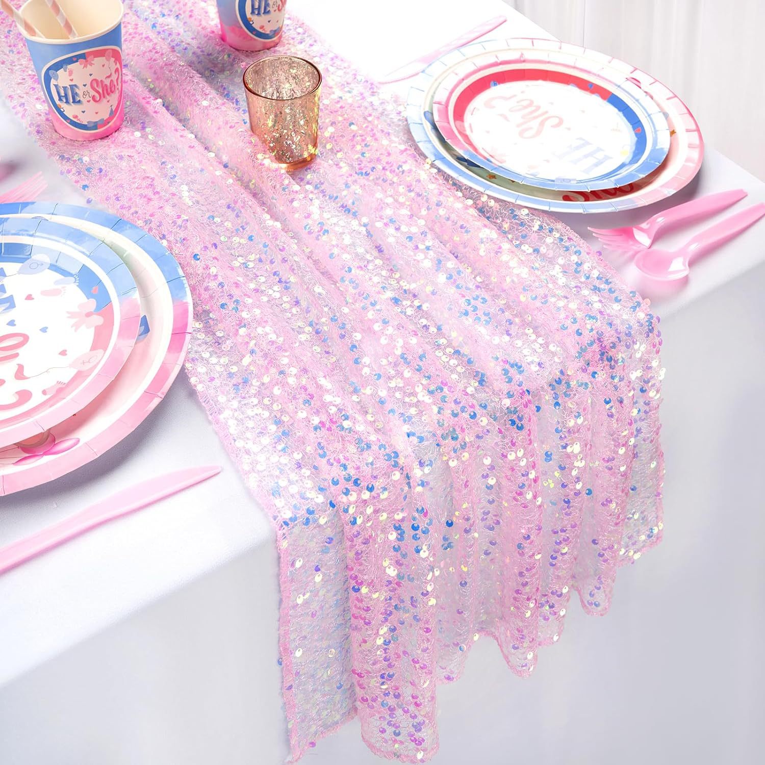 Table Runner Sequin - Glitter Iridescent Sequin Table Runner,Soft Wedding