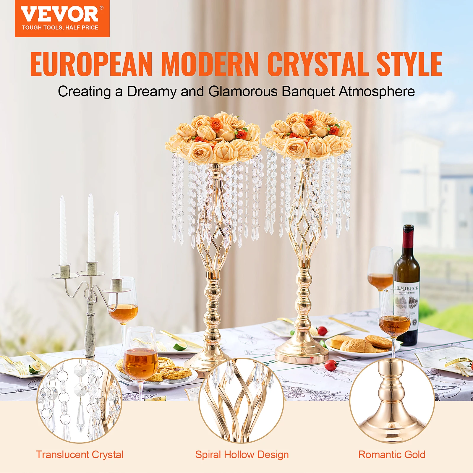 VEVOR Tall Crystal Wedding Flo - đánh giá và giá Centerpiece Vase Tall