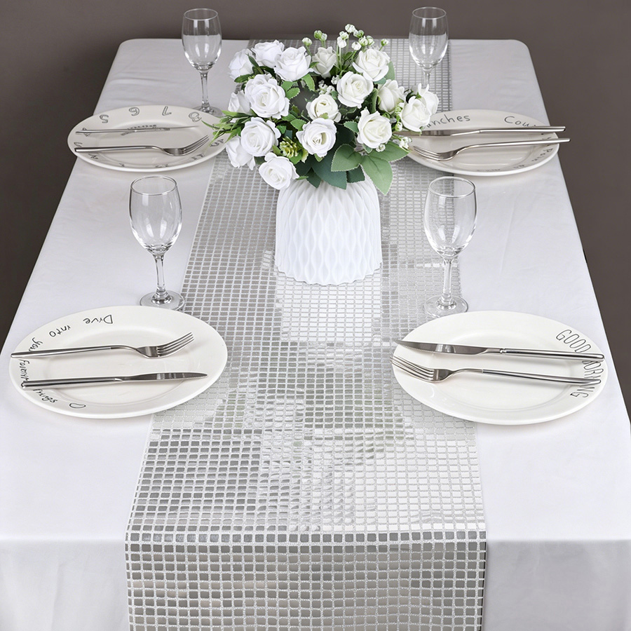 Mirror Silver Sequin Table Run - đánh giá và giá Table Runner Sequin