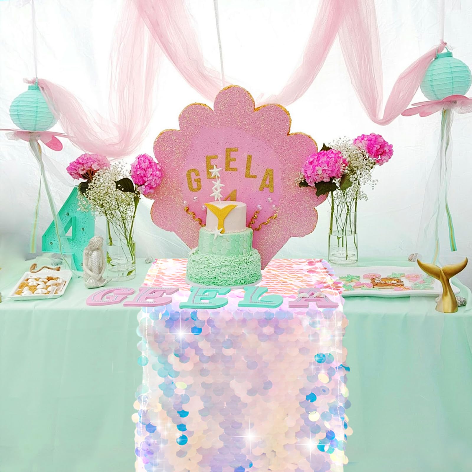 Mermaid Party Table Runner Mer - đánh giá và giá Table Runner Sequin