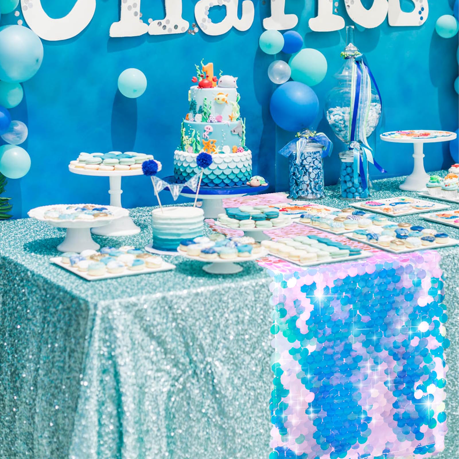 Mermaid Party Table Runner Mer - đánh giá và giá Table Runner Sequin