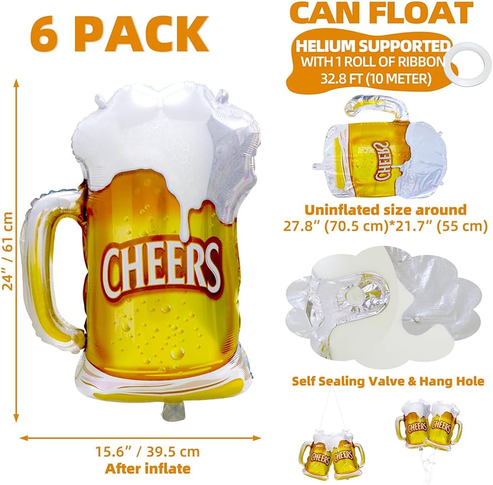 6pcs Cheers Beer Mug Balloons  - đánh giá và giá Wedding Alcohol Supply