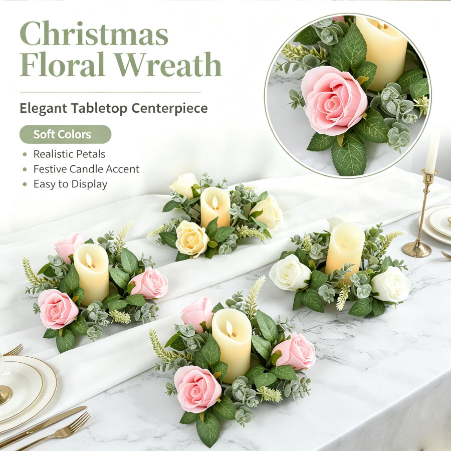 Artificial Rose Wreath Shaped  - đánh giá và giá Unity Candle Set